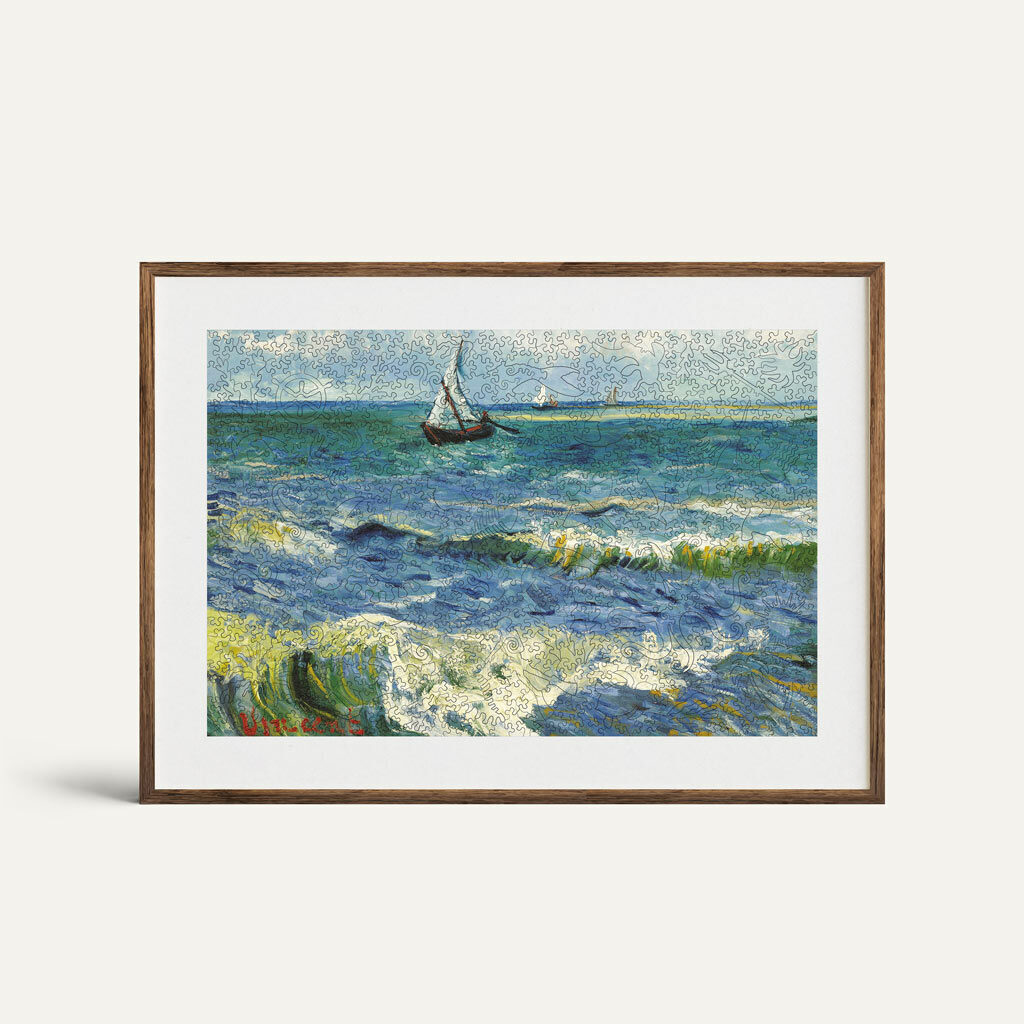 walnut frame seascape near saintes maries de la mer vincent van gogh